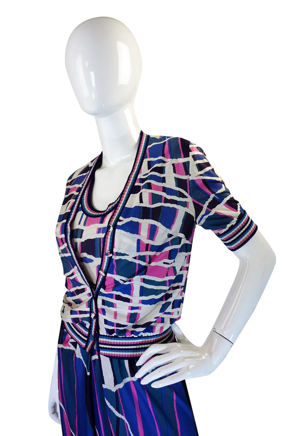 1970s French Pretty Print Dress & Jacket