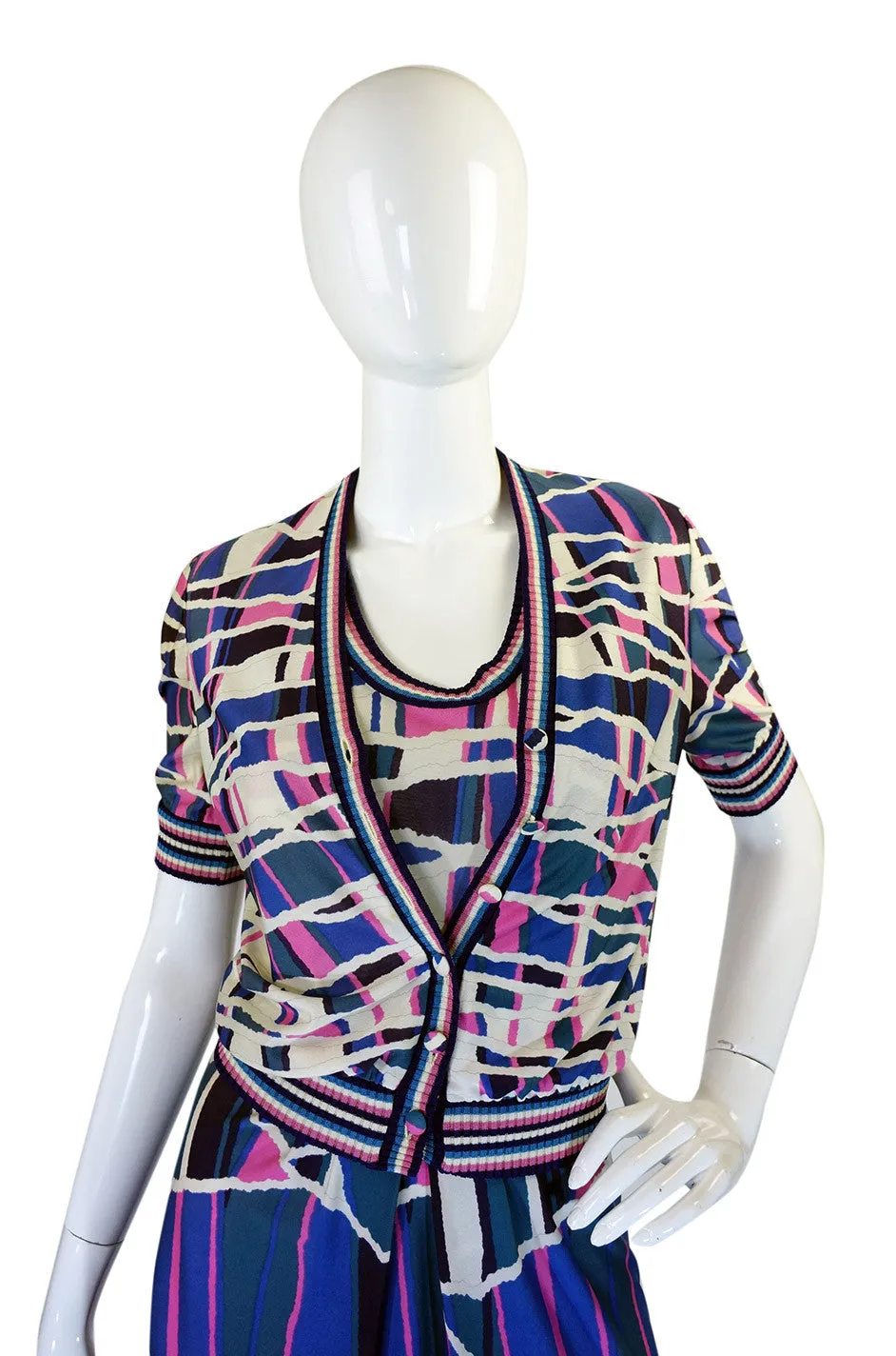 1970s French Pretty Print Dress & Jacket