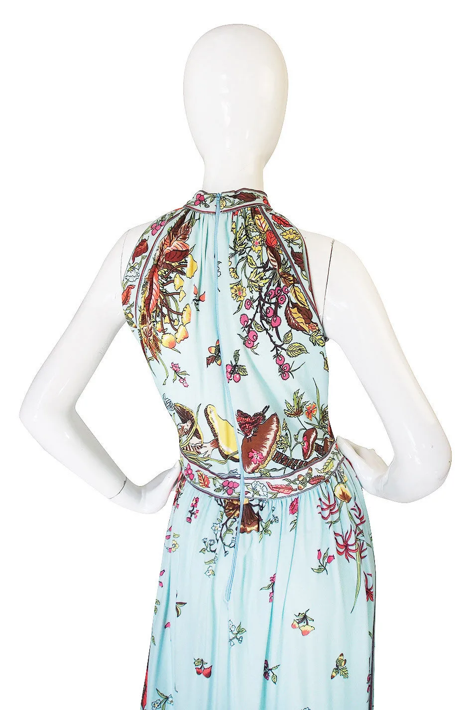 1970s Maurice Mushroom & Butterfly Jersey Dress
