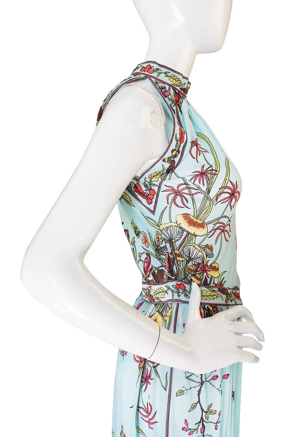 1970s Maurice Mushroom & Butterfly Jersey Dress
