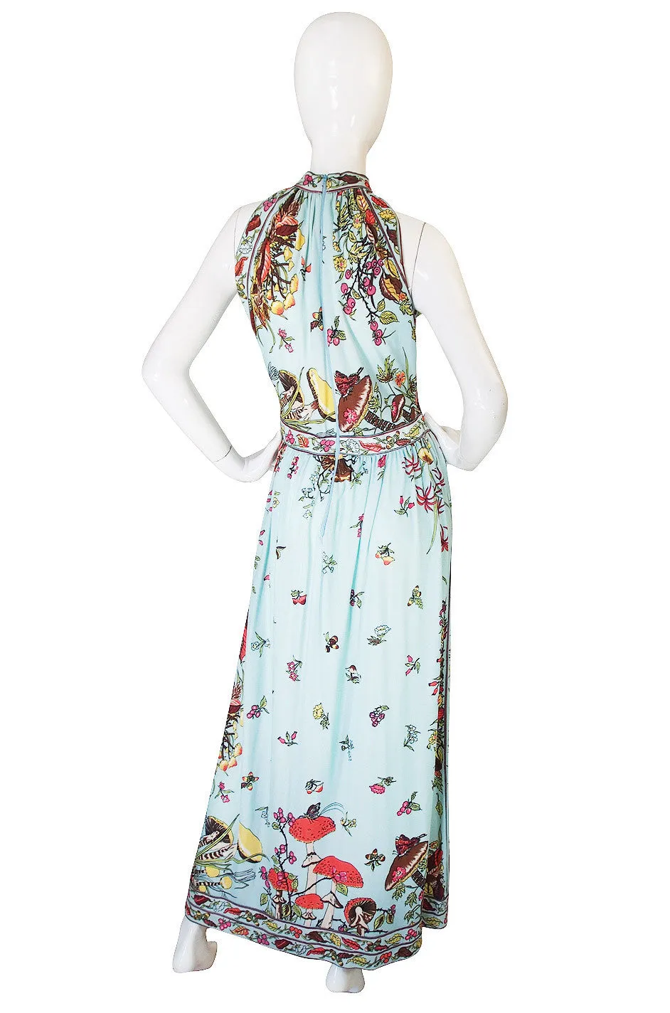1970s Maurice Mushroom & Butterfly Jersey Dress