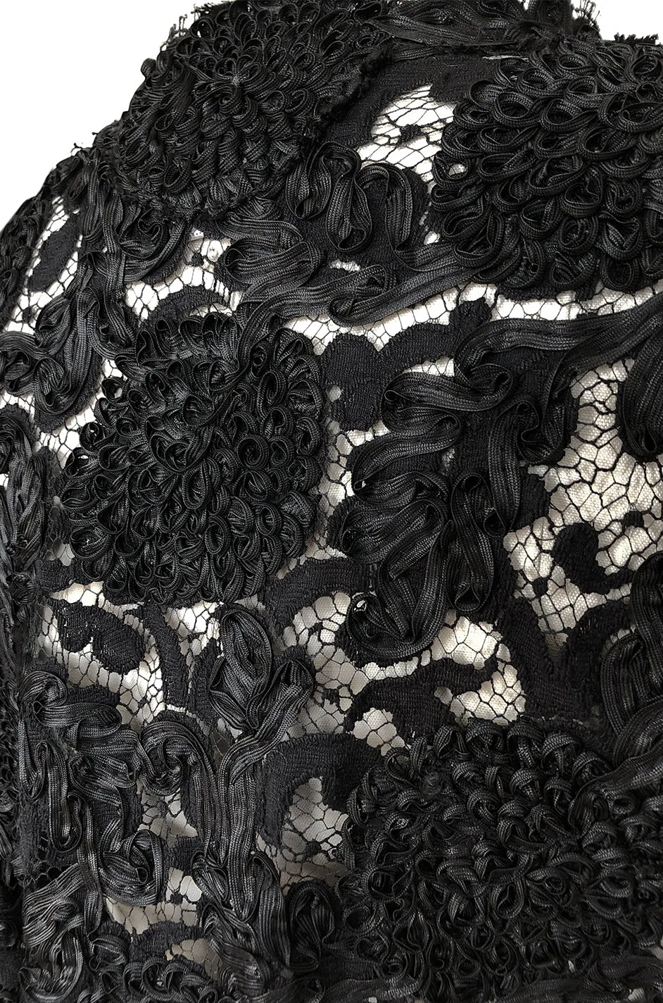 1980s Isabelle Allard Paris Strapless Ribbon Lace Dress & Cropped Jacket