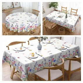 1pc Of Tulip Flower Butterfly Tablecloth, Spring Table Decoration, Edge Embossing Process, Printed Tablecloth, Anti-fouling, Waterproof, Wrinkle-free, Suitable For Daily Family Kitchen, Restaurant Terrace Indoor And Outdoor Use