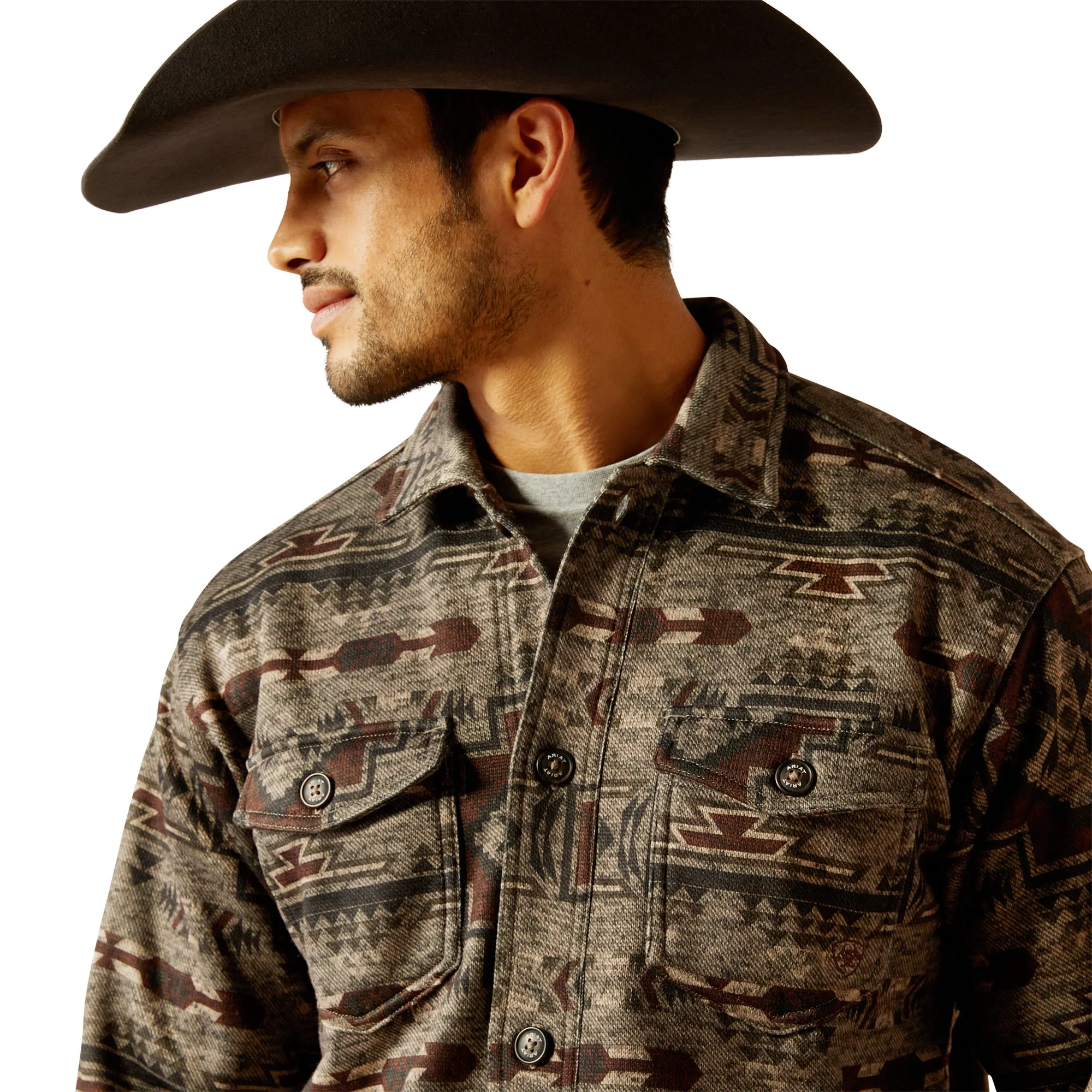 Ariat Men's Caldwell Brindle Brown Printed Shirt Jacket 10052781