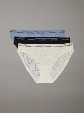 Calvin Klein MODERN LOGO W/ LACE Womens 3 Pack Bikinis Multicoloured