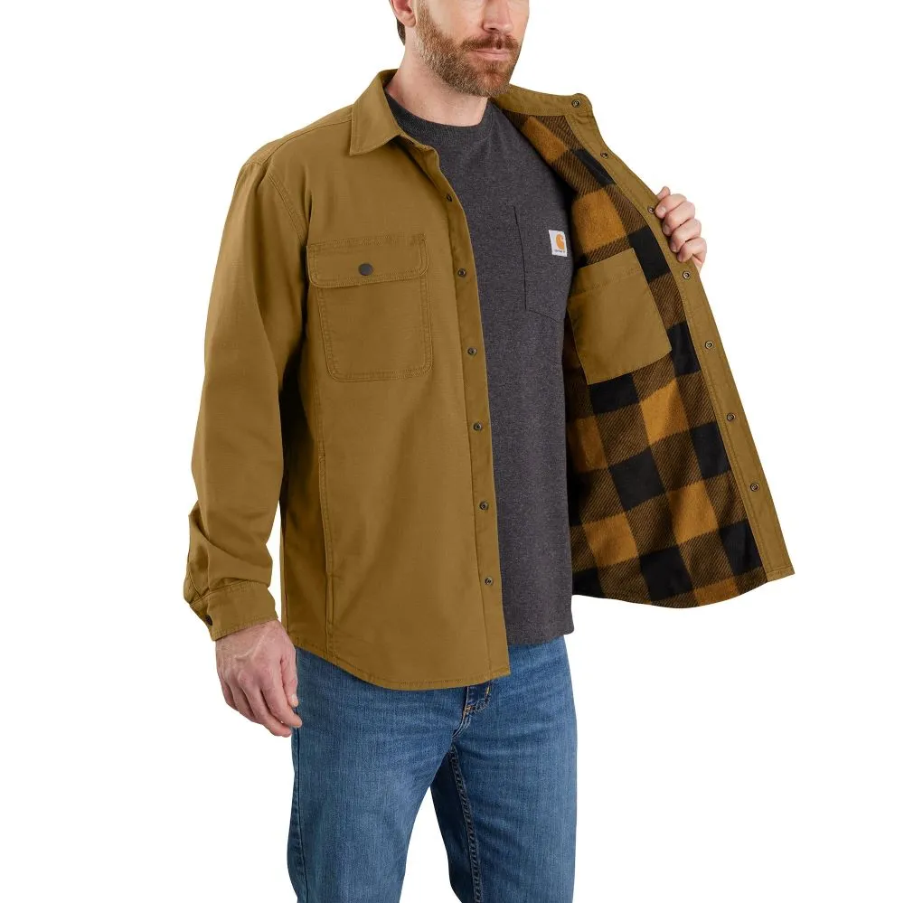 'Carhartt' Men's Rugged Flex® Canvas Fleece Lined Shirt Jac - Oak Brown