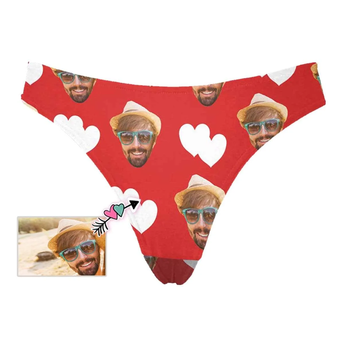 Custom Face Underwear for Her Personalized Love Heart Women's Panties Classic Thongs Lingerie Valentine Gift for Her