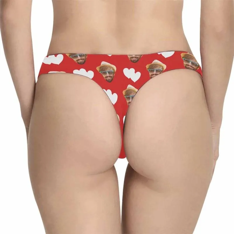 Custom Face Underwear for Her Personalized Love Heart Women's Panties Classic Thongs Lingerie Valentine Gift for Her