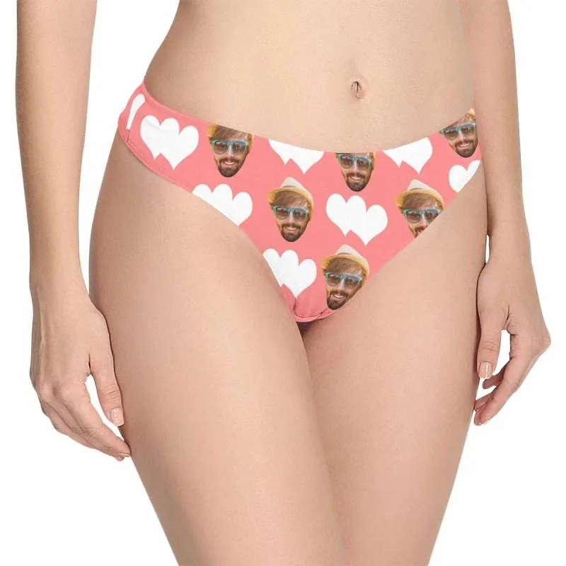 Custom Face Underwear for Her Personalized Love Heart Women's Panties Classic Thongs Lingerie Valentine Gift for Her