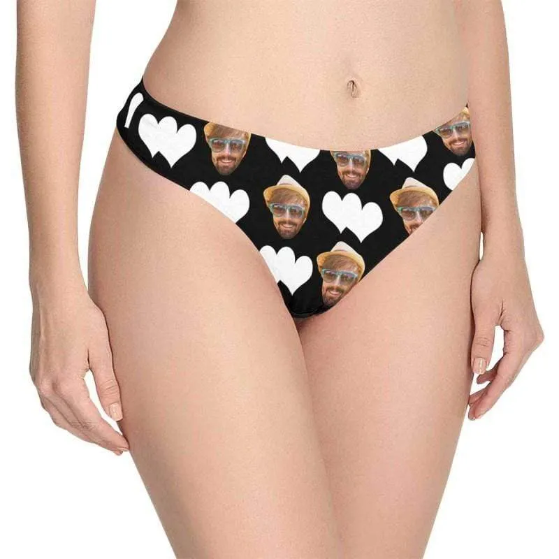 Custom Face Underwear for Her Personalized Love Heart Women's Panties Classic Thongs Lingerie Valentine Gift for Her