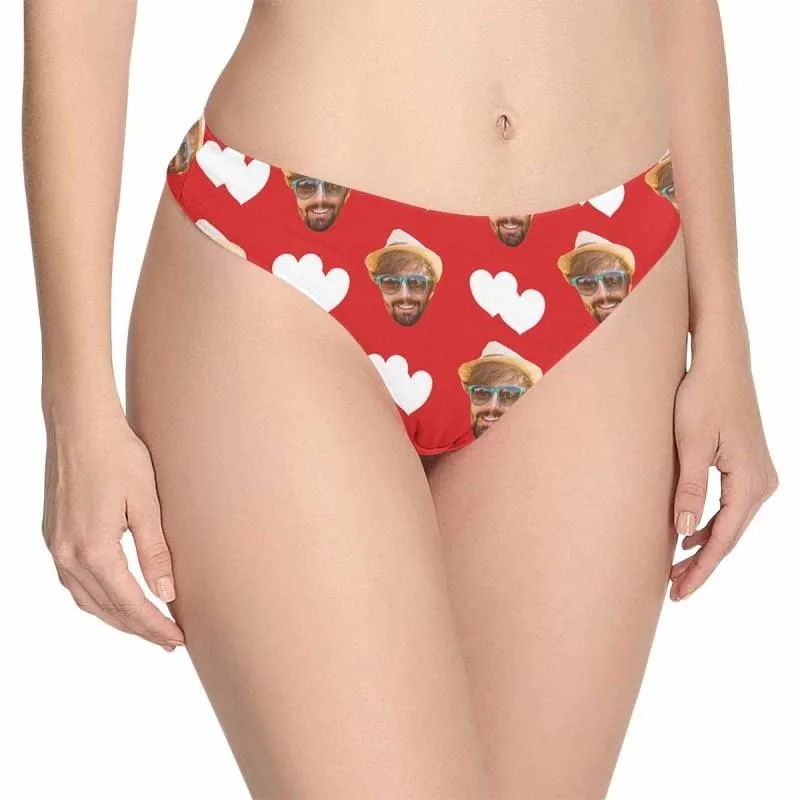 Custom Face Underwear for Her Personalized Love Heart Women's Panties Classic Thongs Lingerie Valentine Gift for Her