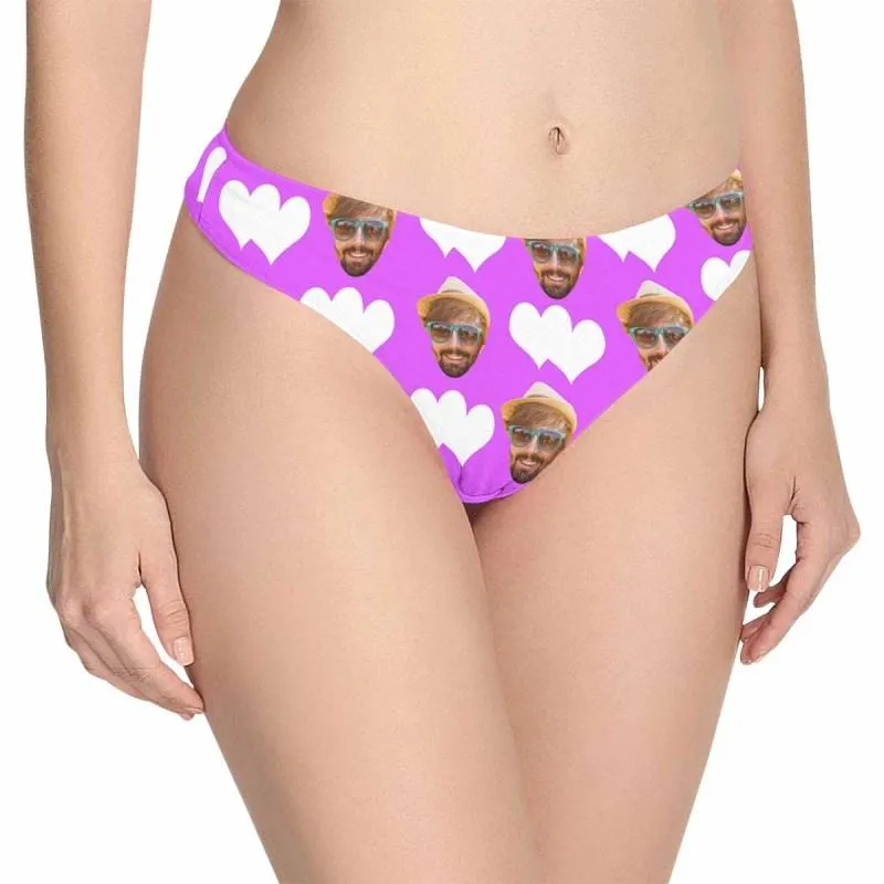 Custom Face Underwear for Her Personalized Love Heart Women's Panties Classic Thongs Lingerie Valentine Gift for Her