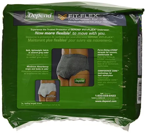 Depend Fit Flex For Men Underwear Gray L, Gray - 17 CT
