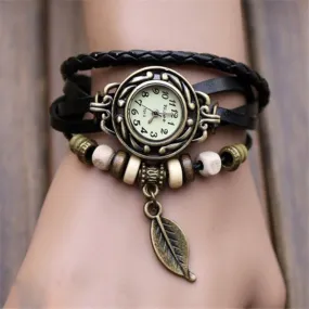 Fashion Roma Watches Number Vintage Women Leather Watches Men Ladies Dress Female Rivet Wrap Quartz Braided Bracelet Watch2/