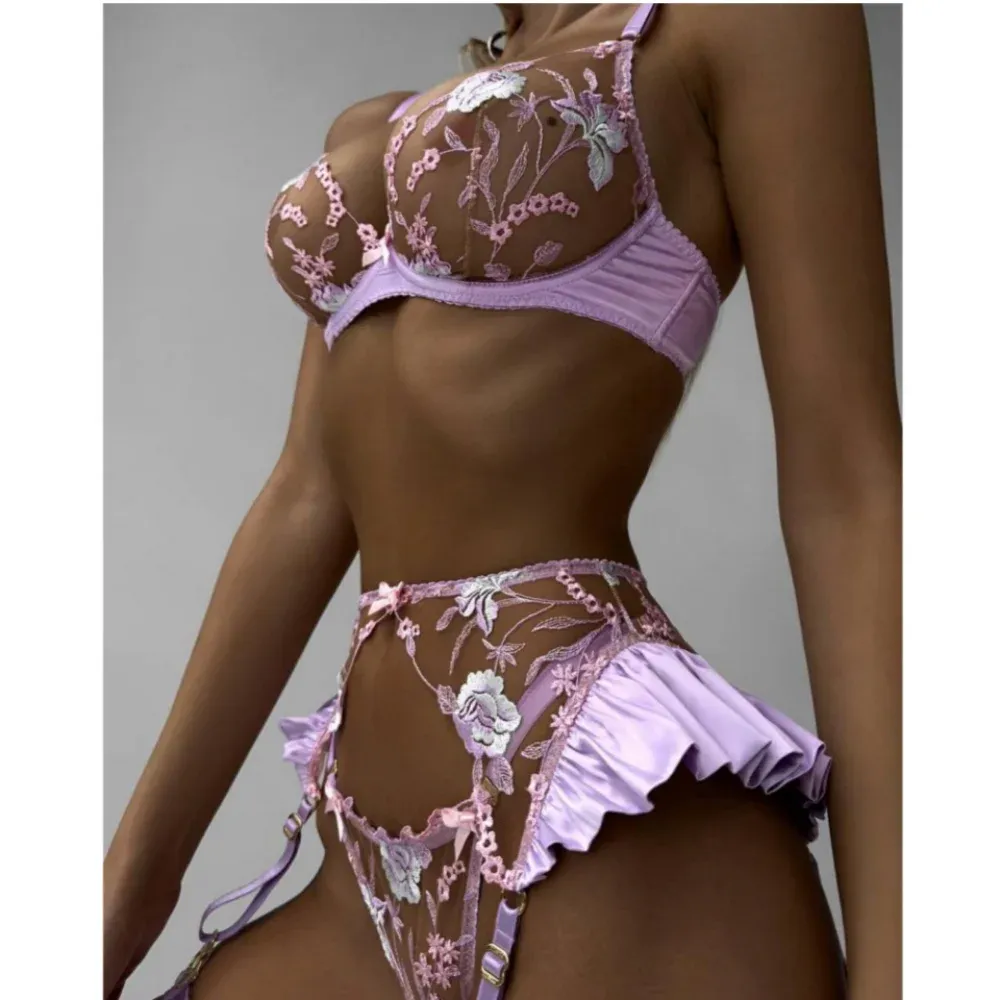 Floral Mesh Underwear Set