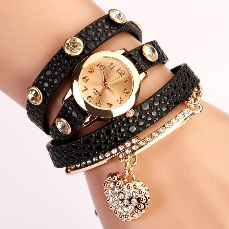Hot Sale New Casual Luxury Heart Pendant Women Bracelet Wristwatches Women Dress Watches Fashion Watch Brand Watch