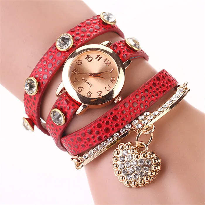 Hot Sale New Casual Luxury Heart Pendant Women Bracelet Wristwatches Women Dress Watches Fashion Watch Brand Watch