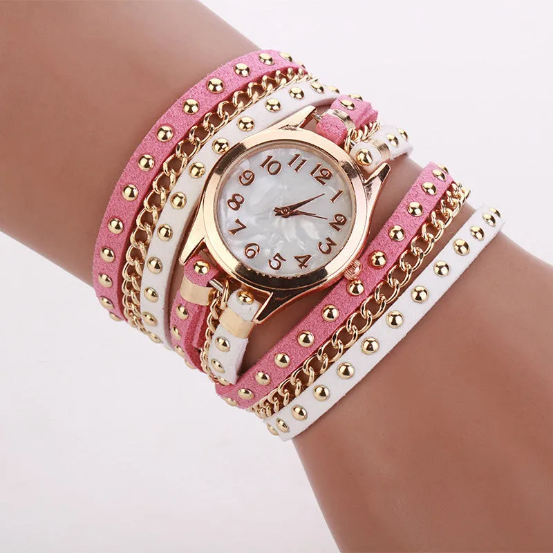 Hot Sale Summer Style Contrast Color Luxury Casual Watch Leather Bracelet Watch Wristwatch Women Watches Quartz Watch