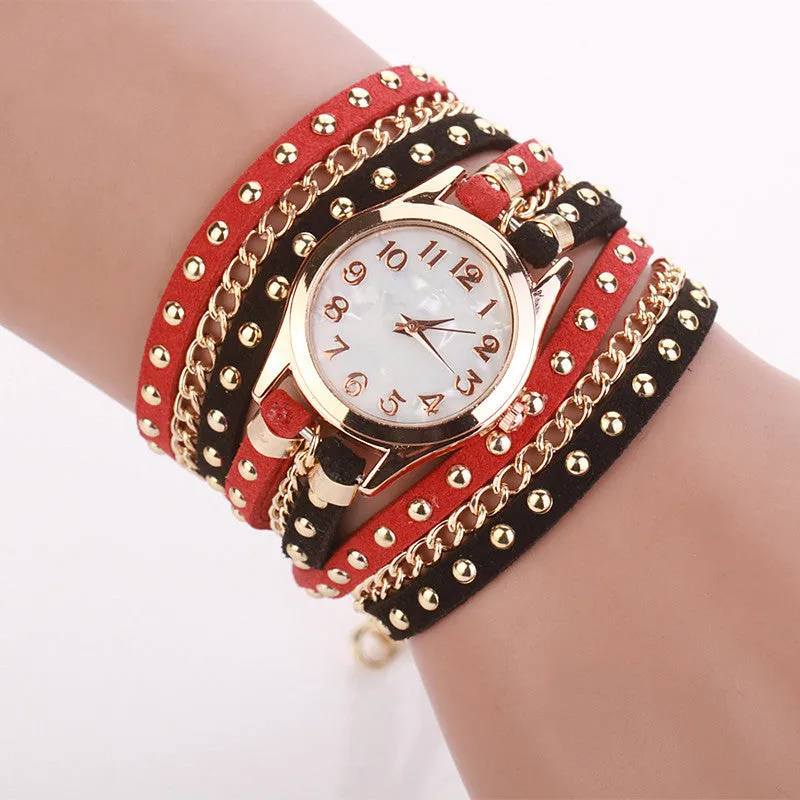Hot Sale Summer Style Contrast Color Luxury Casual Watch Leather Bracelet Watch Wristwatch Women Watches Quartz Watch