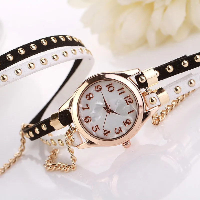 Hot Sale Summer Style Contrast Color Luxury Casual Watch Leather Bracelet Watch Wristwatch Women Watches Quartz Watch