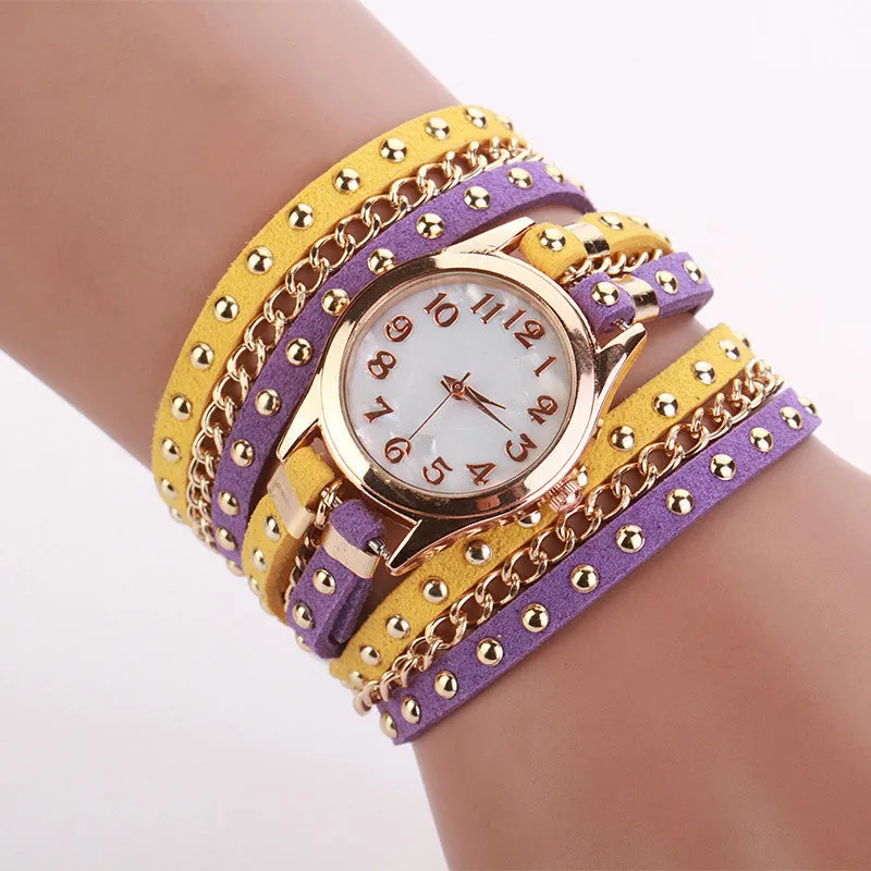 Hot Sale Summer Style Contrast Color Luxury Casual Watch Leather Bracelet Watch Wristwatch Women Watches Quartz Watch