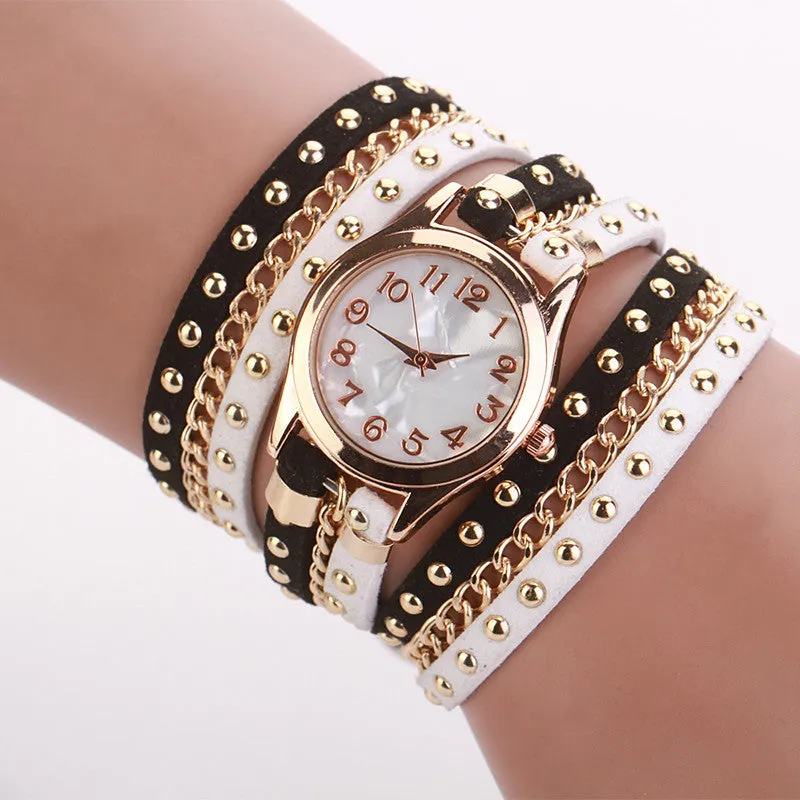 Hot Sale Summer Style Contrast Color Luxury Casual Watch Leather Bracelet Watch Wristwatch Women Watches Quartz Watch