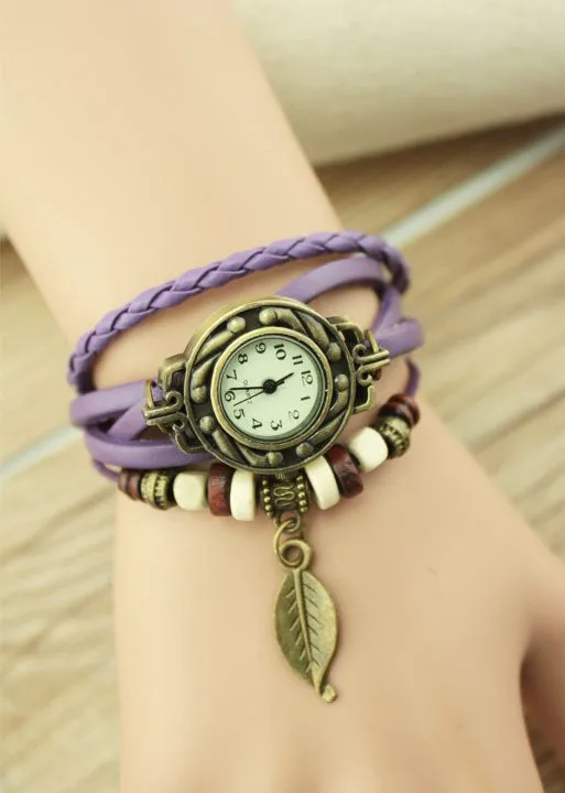 Hot Sale Women Ladies Girls Fashion Long Faux Leather Strap Bracelet Watch Vintage Punk Style Quartz Analog Casual Wristwatch