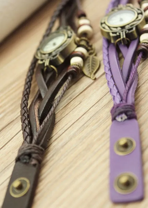 Hot Sale Women Ladies Girls Fashion Long Faux Leather Strap Bracelet Watch Vintage Punk Style Quartz Analog Casual Wristwatch