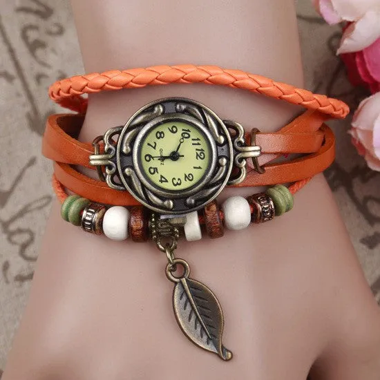 Hot Sale Women Ladies Girls Fashion Long Faux Leather Strap Bracelet Watch Vintage Punk Style Quartz Analog Casual Wristwatch