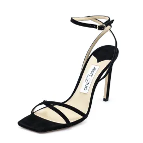 Jimmy Choo Black Suede Metz Ankle Strap Sandals Size US 7 | EU 37