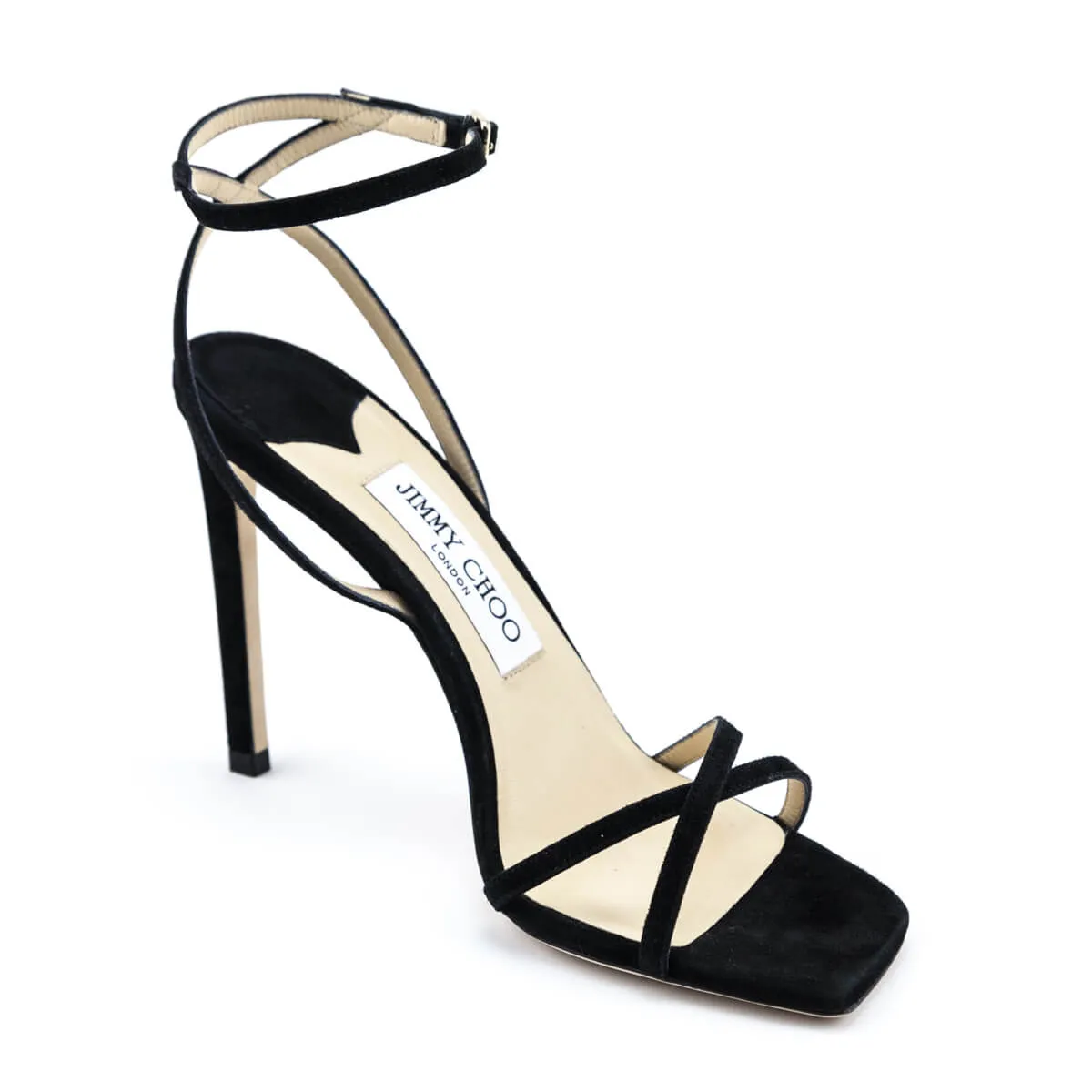 Jimmy Choo Black Suede Metz Ankle Strap Sandals Size US 7 | EU 37