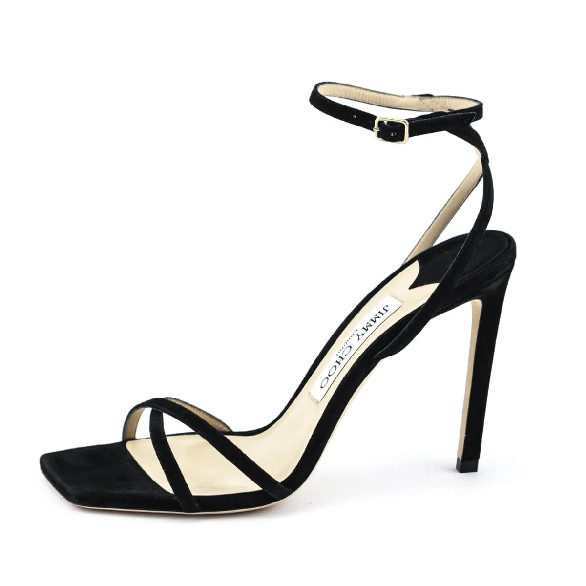 Jimmy Choo Black Suede Metz Ankle Strap Sandals Size US 7 | EU 37