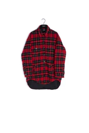 Manteau bi-matière à carreaux