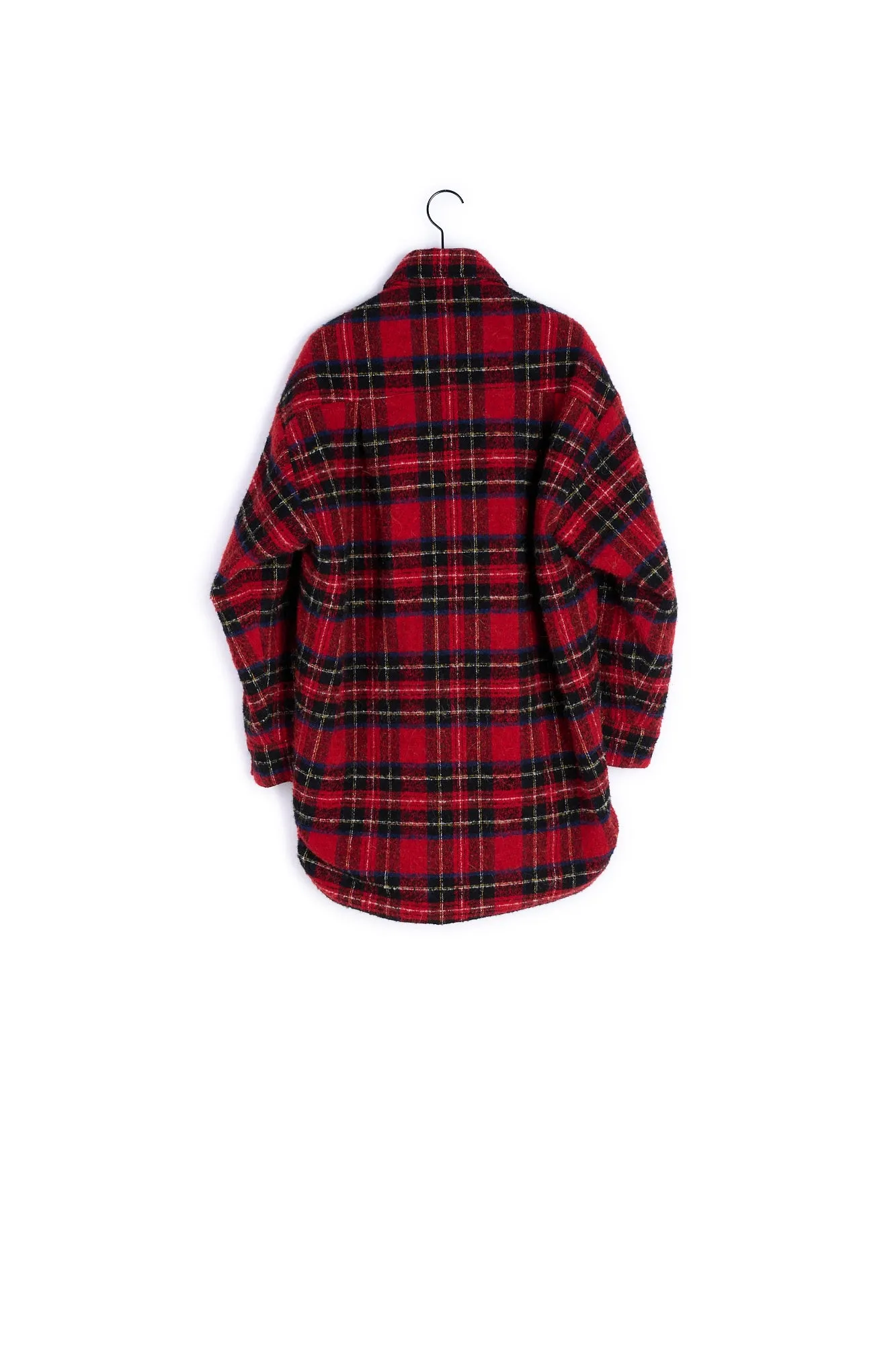 Manteau bi-matière à carreaux