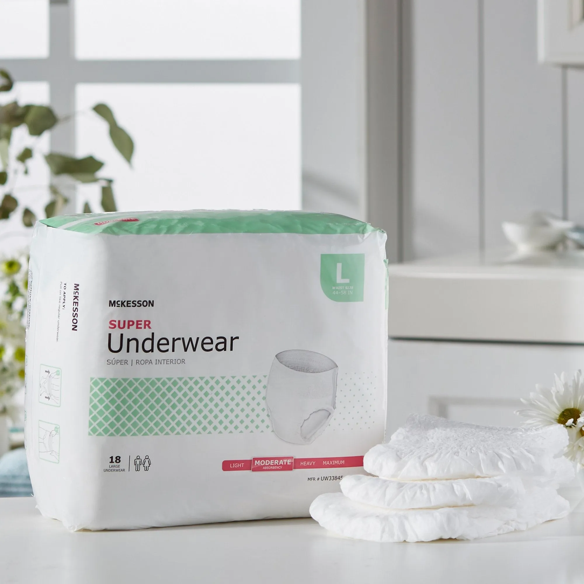 McKesson Super Moderate Absorbent Underwear, Large
