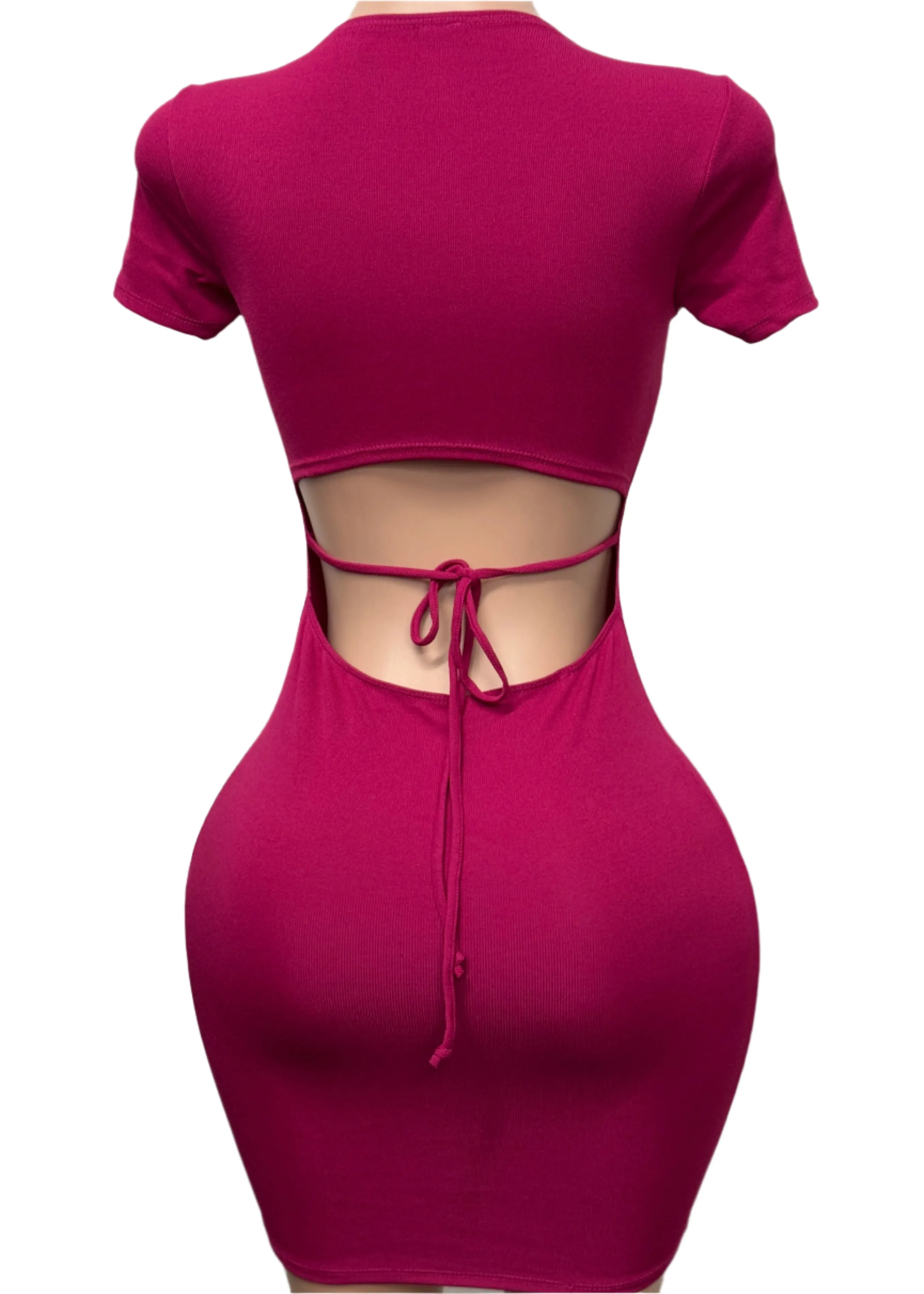 MILLY MAGENTA OPEN BACK BODYCON MINI DRESS