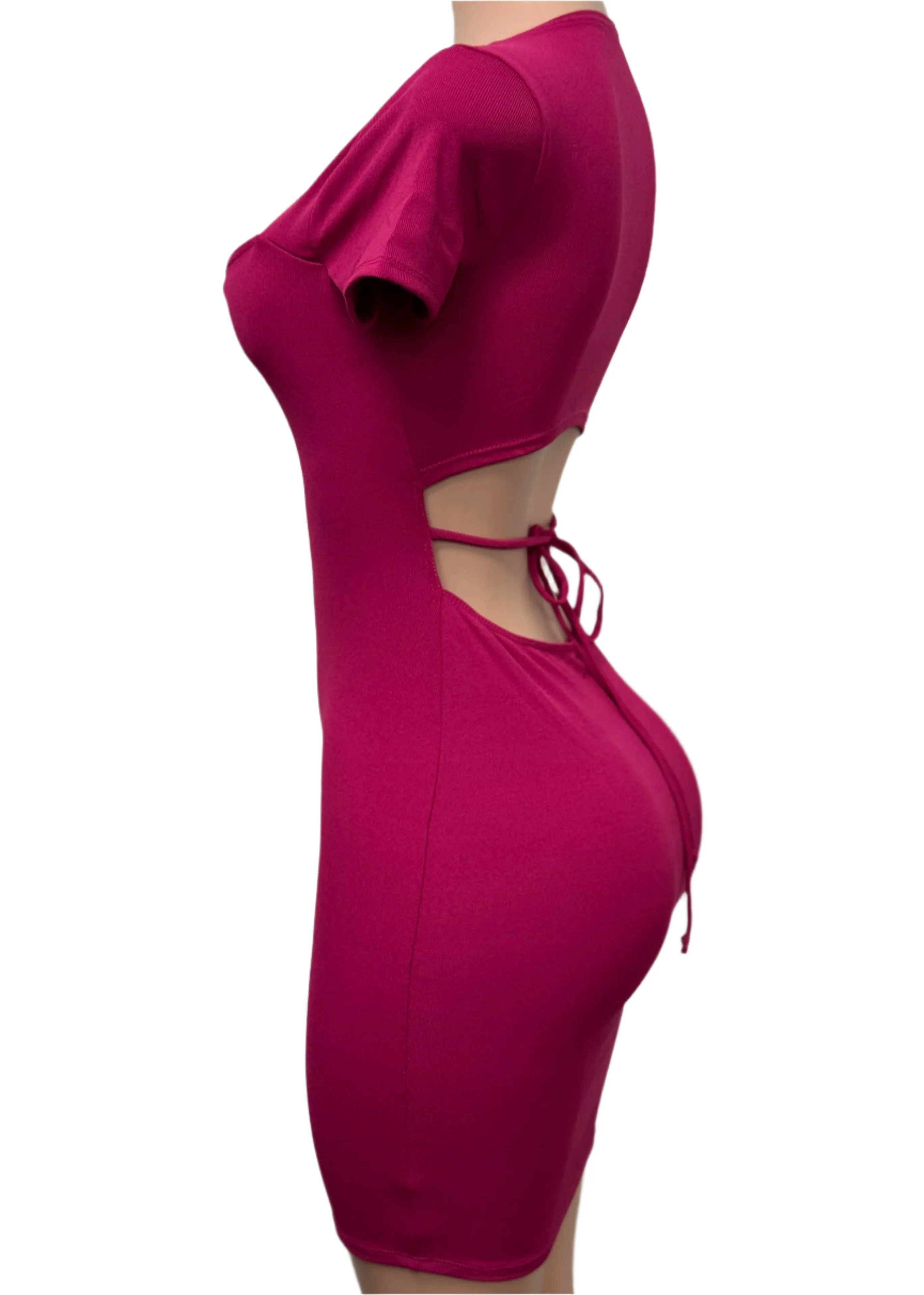 MILLY MAGENTA OPEN BACK BODYCON MINI DRESS