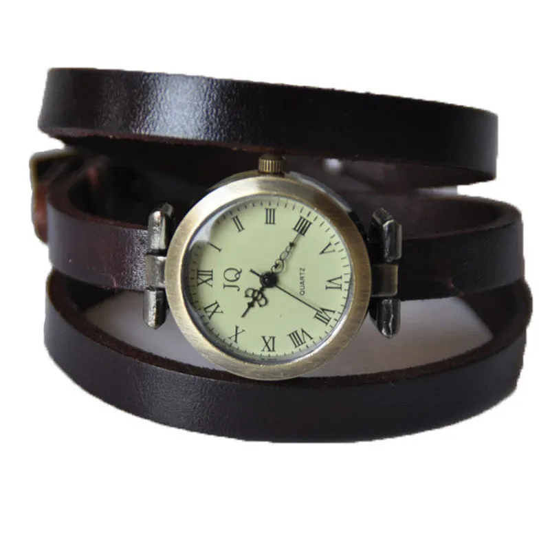 New Arrival Vintage Women Watch Genuine Cow Leather Fashion Wrap Quartz Watch Ladies Wrist Watch Clock Relogio Feminino