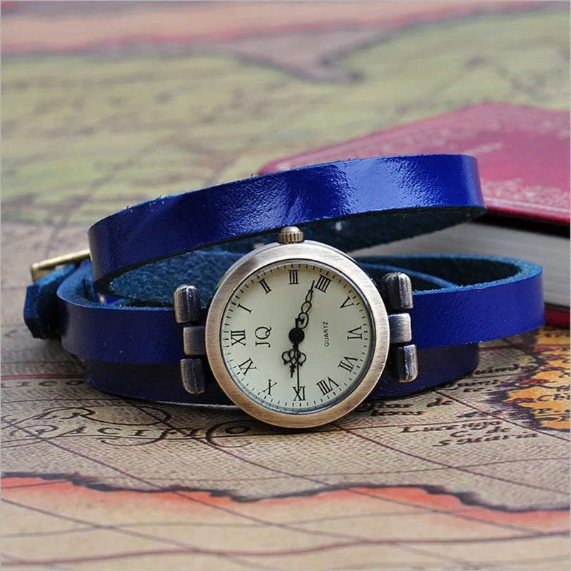 New Arrival Vintage Women Watch Genuine Cow Leather Fashion Wrap Quartz Watch Ladies Wrist Watch Clock Relogio Feminino