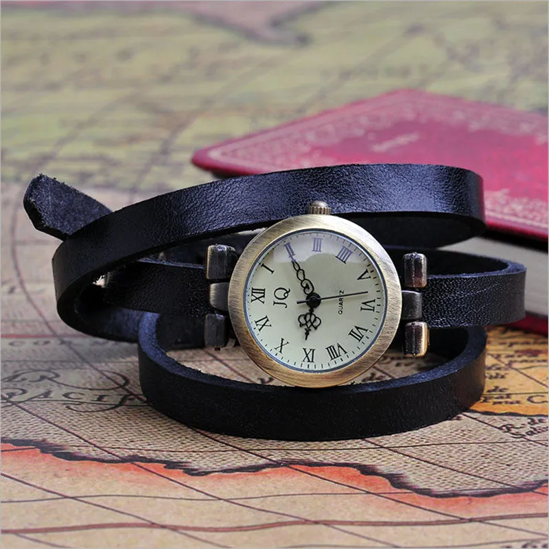 New Arrival Vintage Women Watch Genuine Cow Leather Fashion Wrap Quartz Watch Ladies Wrist Watch Clock Relogio Feminino