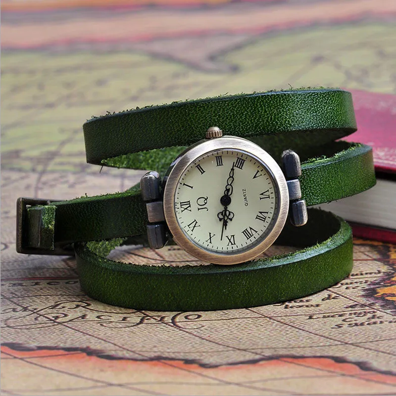 New Arrival Vintage Women Watch Genuine Cow Leather Fashion Wrap Quartz Watch Ladies Wrist Watch Clock Relogio Feminino