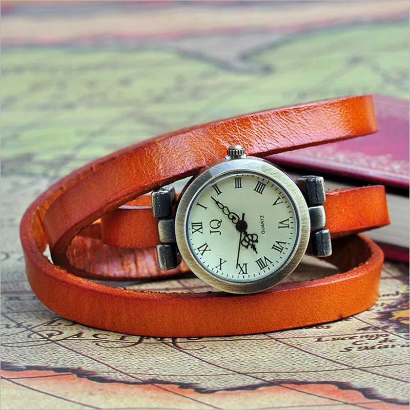 New Arrival Vintage Women Watch Genuine Cow Leather Fashion Wrap Quartz Watch Ladies Wrist Watch Clock Relogio Feminino