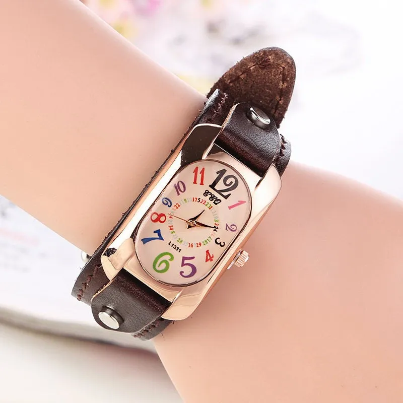 New Fashion Vintage Leather Bracelet Watch Women Wristwatch Ladies Quartz Watch Dress Watch