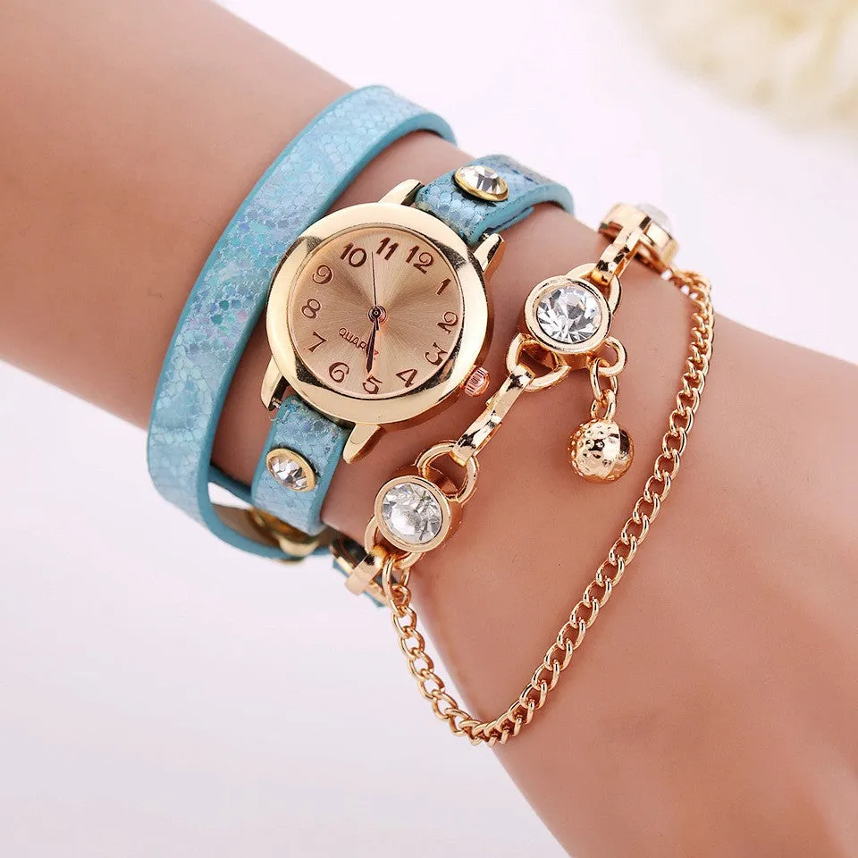 New Women Dress Watches Quartz Wrist Watch 7 Colors Gold Watch Leather Bracelet Watch Women Top Brand Luxury Gift
