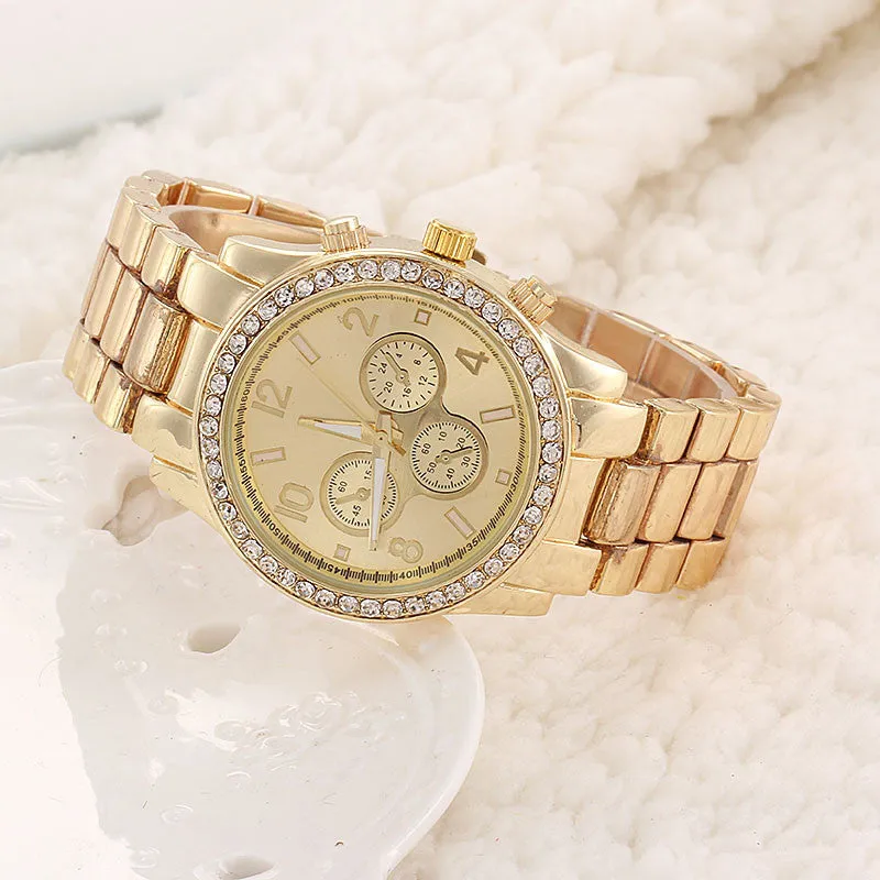 New Women's Casual fashion Wristwatch Luxury rhinestone Bracelets strap Quartz watches Ladies Bracelet Watch Sets dress Watches