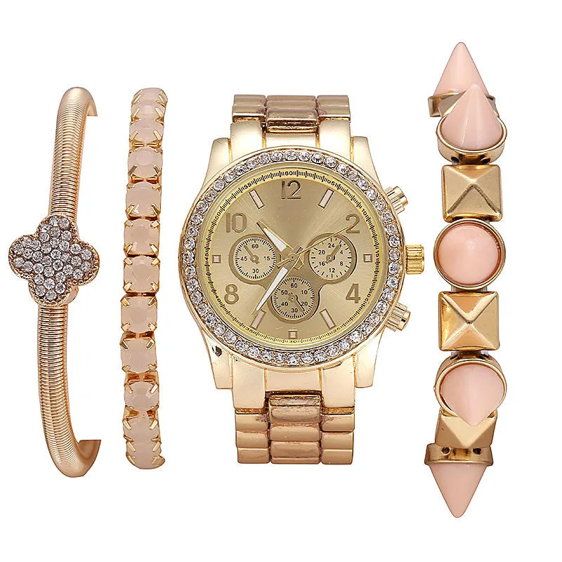 New Women's Casual fashion Wristwatch Luxury rhinestone Bracelets strap Quartz watches Ladies Bracelet Watch Sets dress Watches