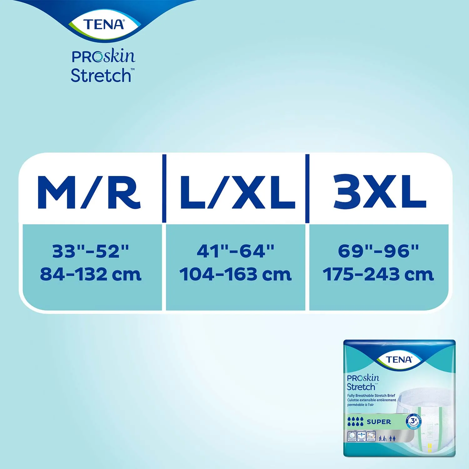 TENA ProSkin Stretch Super Incontinence Brief 33"- 52", Heavy Absorbency, Unisex, Medium/Regular