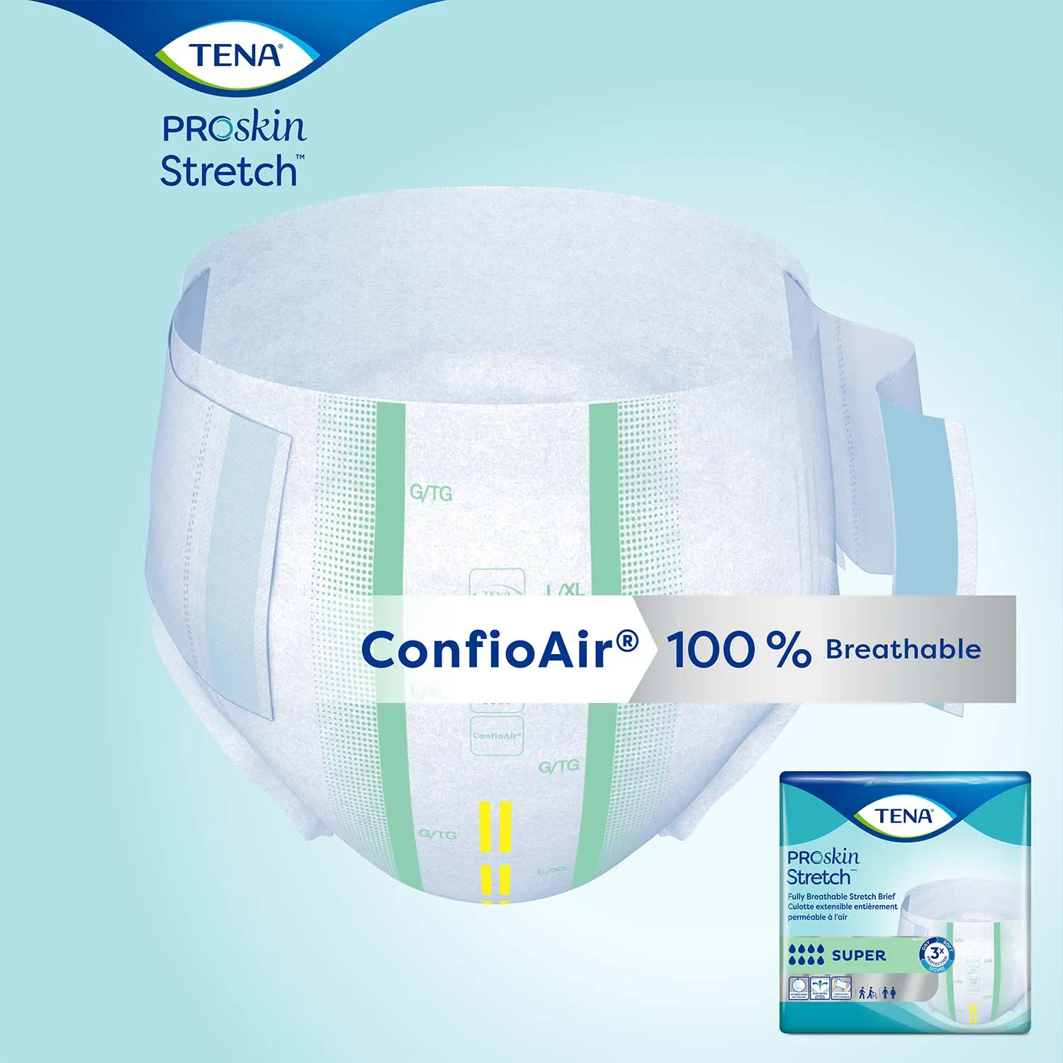 TENA ProSkin Stretch Super Incontinence Brief 33"- 52", Heavy Absorbency, Unisex, Medium/Regular