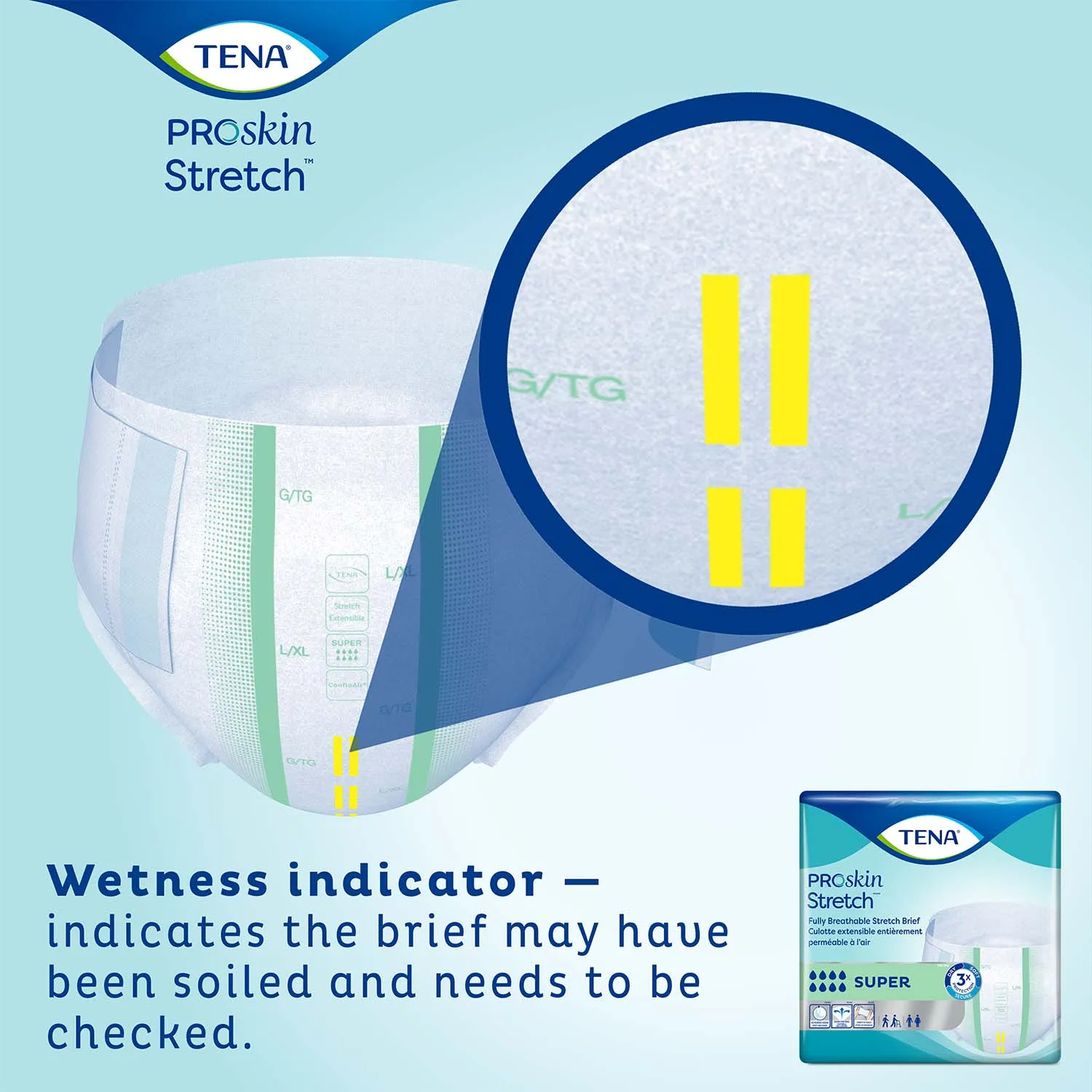 TENA ProSkin Stretch Super Incontinence Brief 33"- 52", Heavy Absorbency, Unisex, Medium/Regular