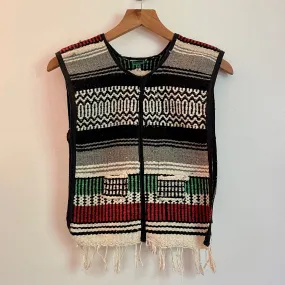 Vintage Mexican blanket Baja Pullover Vest / Poncho / Cape // Youth Large / Womens XXS (HT22100)